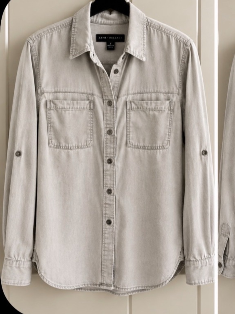 James Perse Long Sleeve Button Down Shirt in Gray Size Medium Like New